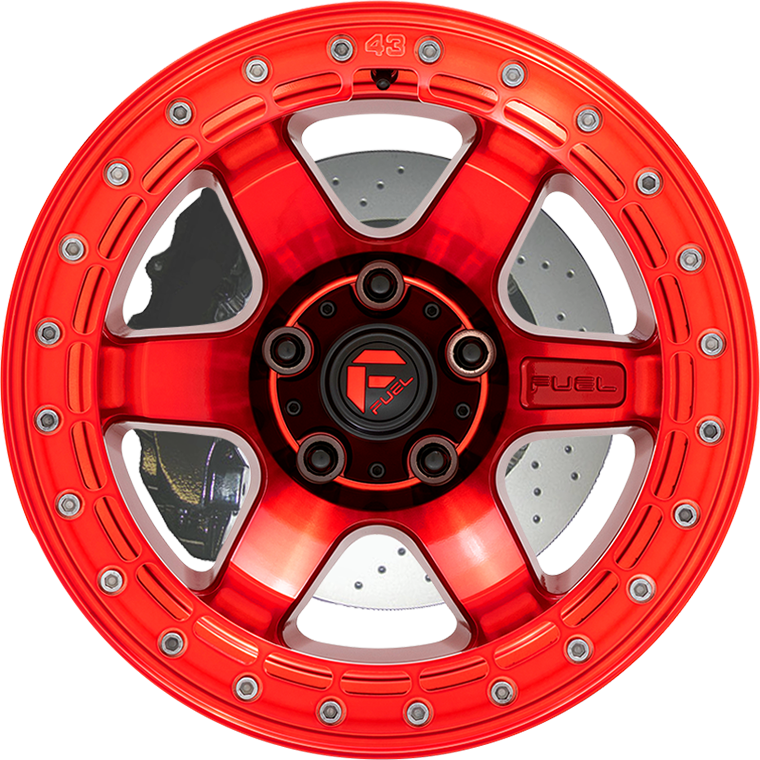 Block Beadlock Candy Red W/Candy Red Ring Fuel Off Road Wheels From